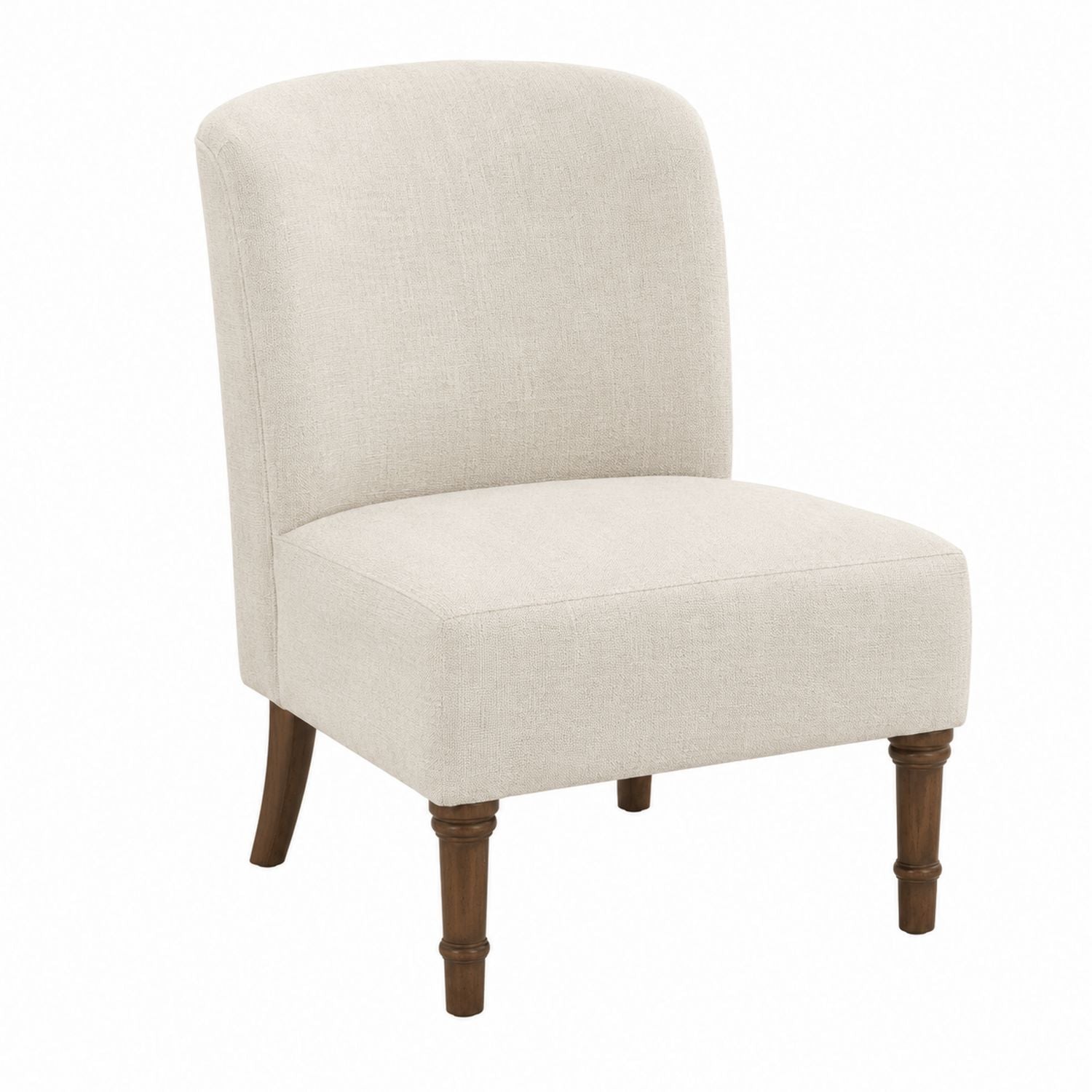 Linen Upholstered Accent Chair with Wooden Legs Beige