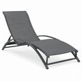 Outdoor Adjustable Sun Lounger Steel Frame Textilene Gray