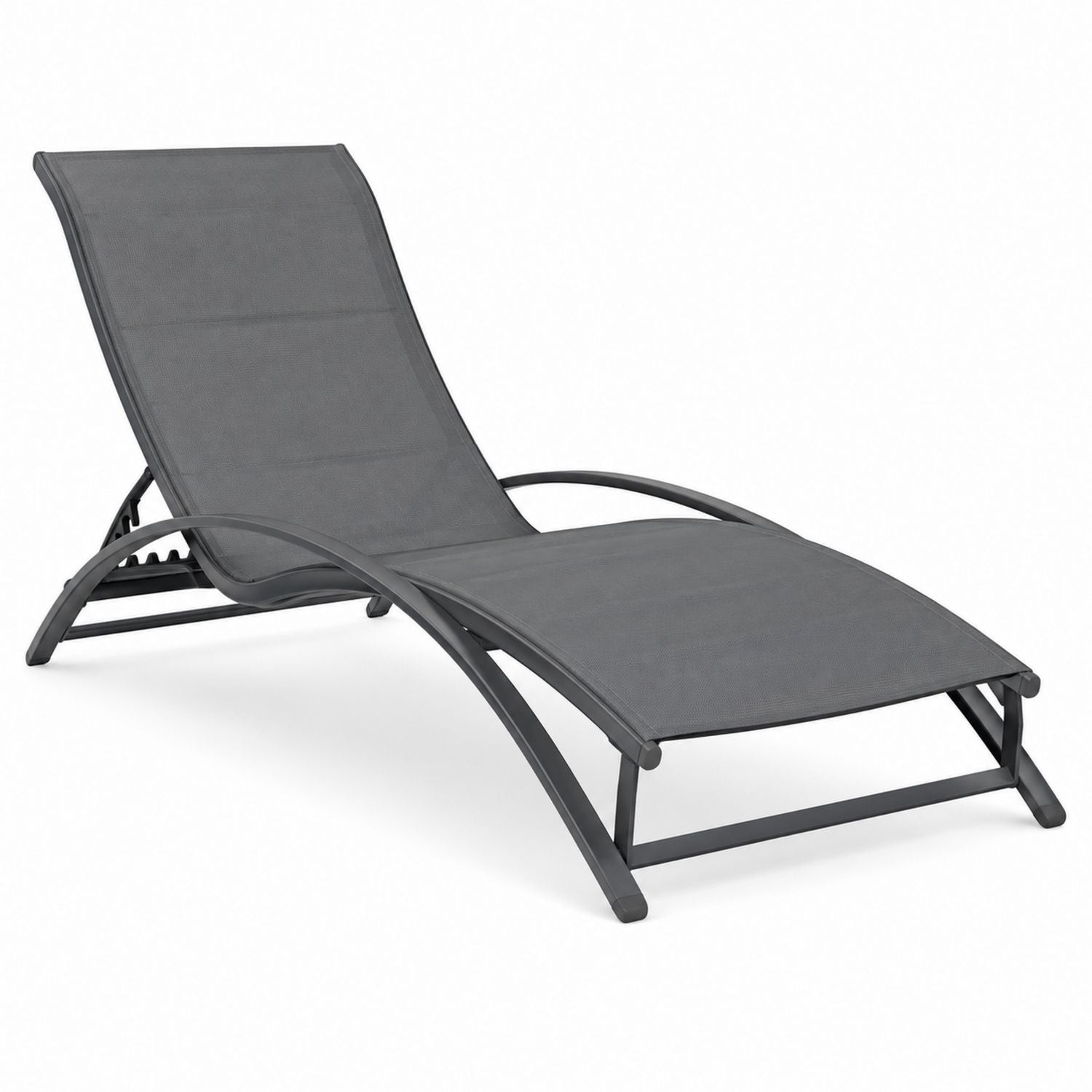 Outdoor Adjustable Sun Lounger Steel Frame Textilene Gray