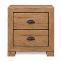 Oak Wood Nightstand with Two Drawers