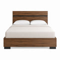 Queen Platform Bed Wooden Frame with Walnut Finish
