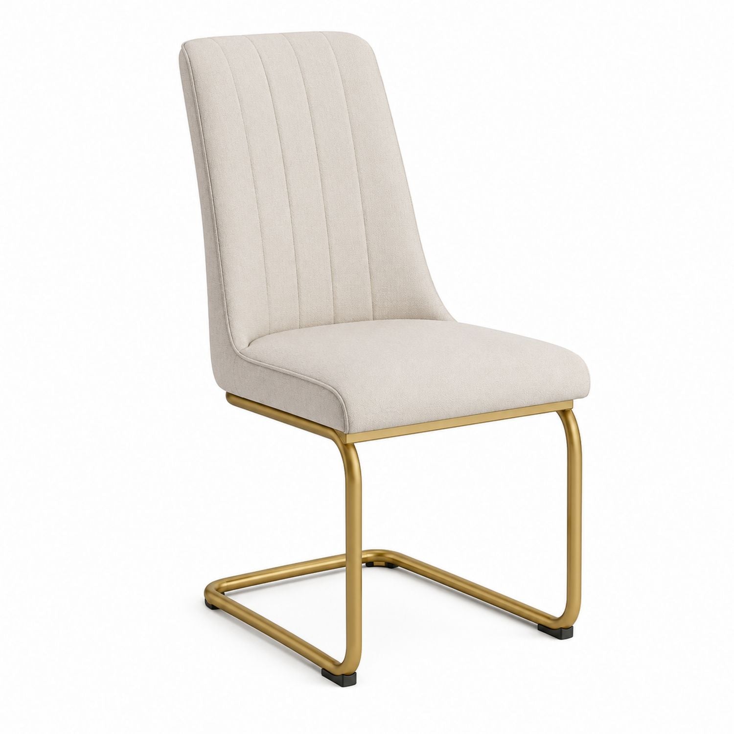 Beige Upholstered Dining Chair with Gold Metal Frame 46cm Width