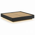Wood Platform Bed Frame with LED Light Queen Size