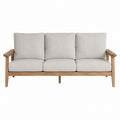 Outdoor 3-Seater Sofa Teak Frame Fabric Cushions 180cm