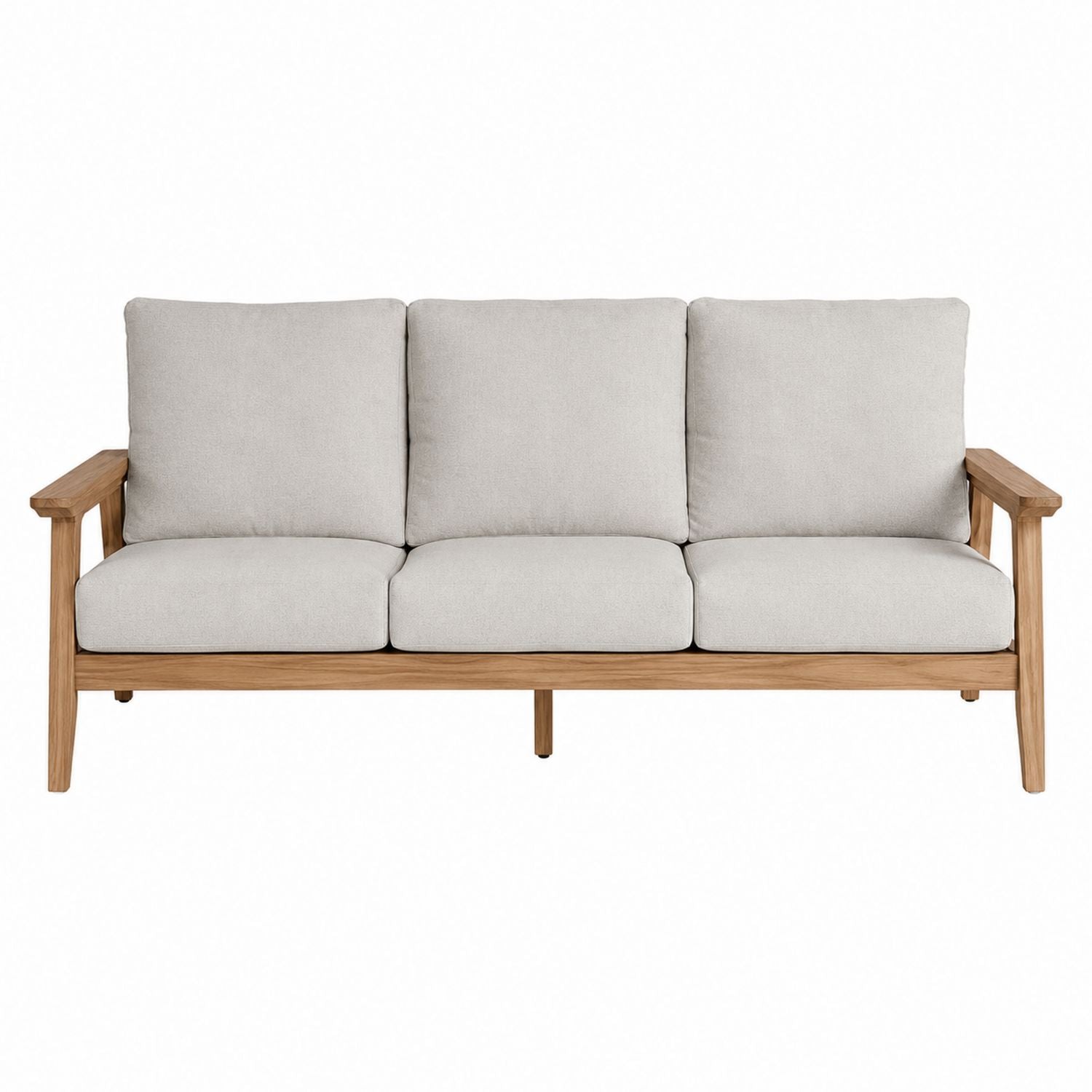 Outdoor 3-Seater Sofa Teak Frame Fabric Cushions 180cm