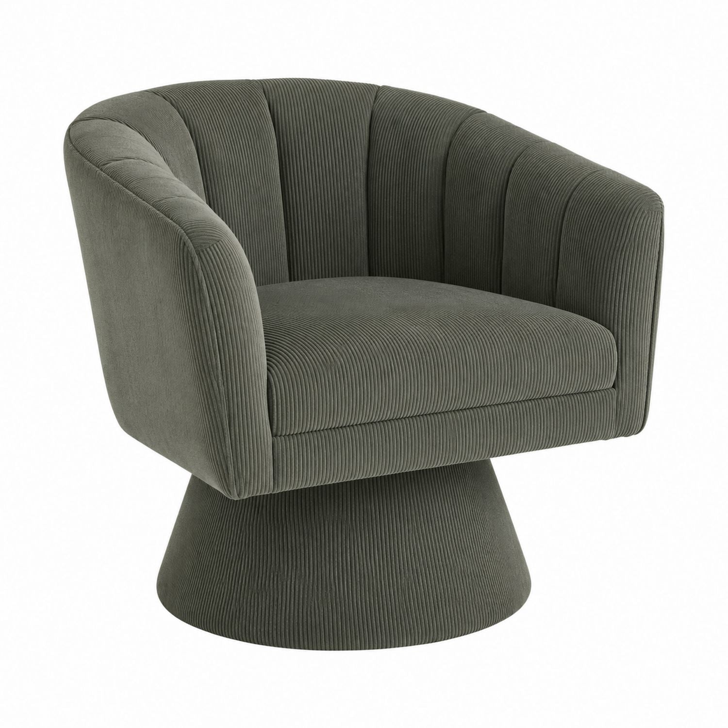 Corduroy Swivel Armchair Olive Green 75cm x 80cm x 70cm
