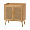 Wood Shoe Storage Cabinet with Cane Panel Doors