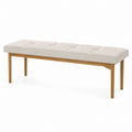 Wooden Tufted Upholstered Bench with Linen Fabric Beige 120cm