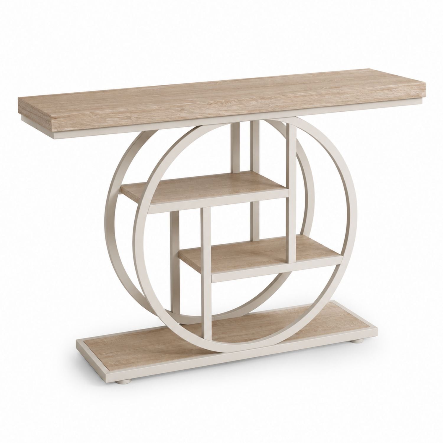 Wood Console Table with Metal Frame Beige 47.2x11.8x31.5in