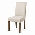 Upholstered Dining Chair Fabric Seat Wood Legs Beige 17.7in x 21.6in x 37.4in