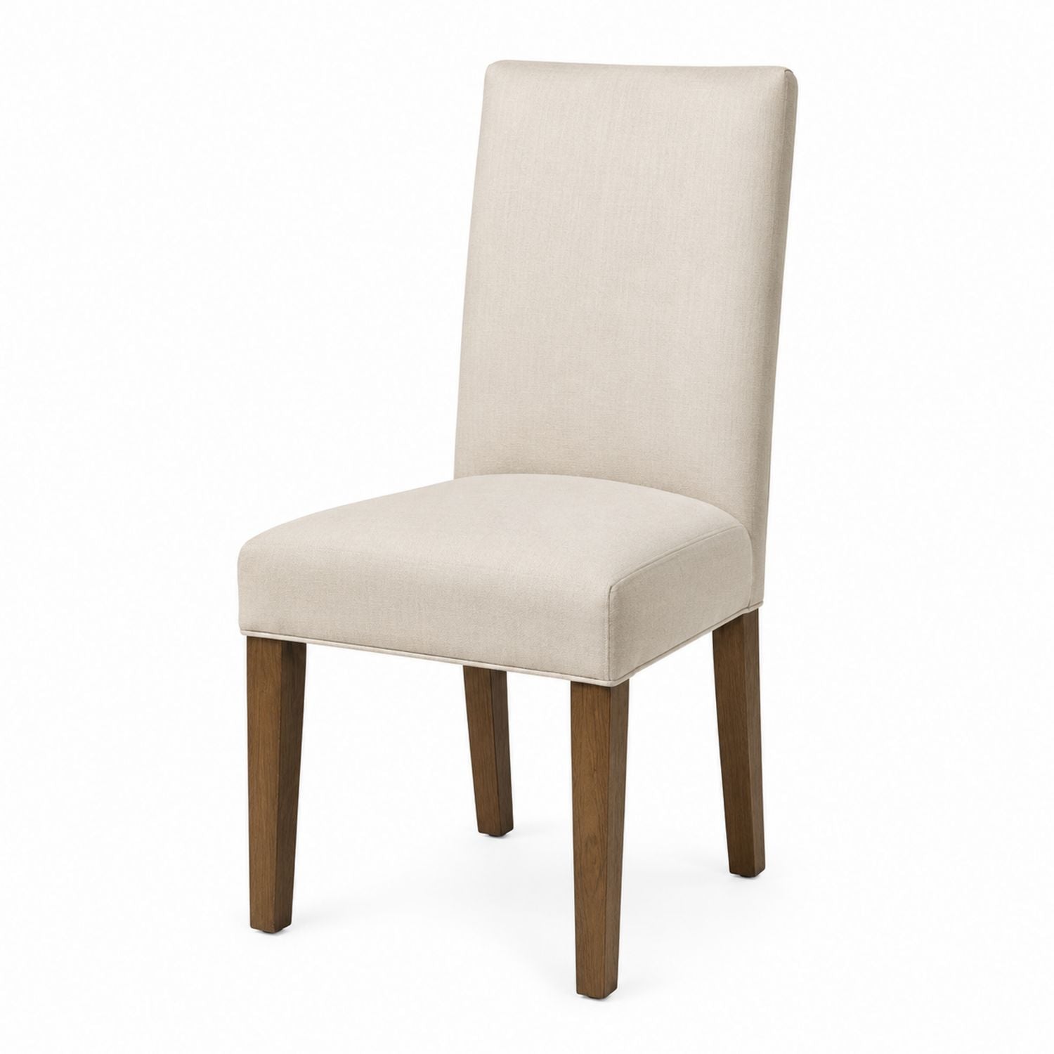 Upholstered Dining Chair Fabric Seat Wood Legs Beige 17.7in x 21.6in x 37.4in