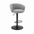 Adjustable Swivel Bar Stool Velvet Upholstery with Steel Base