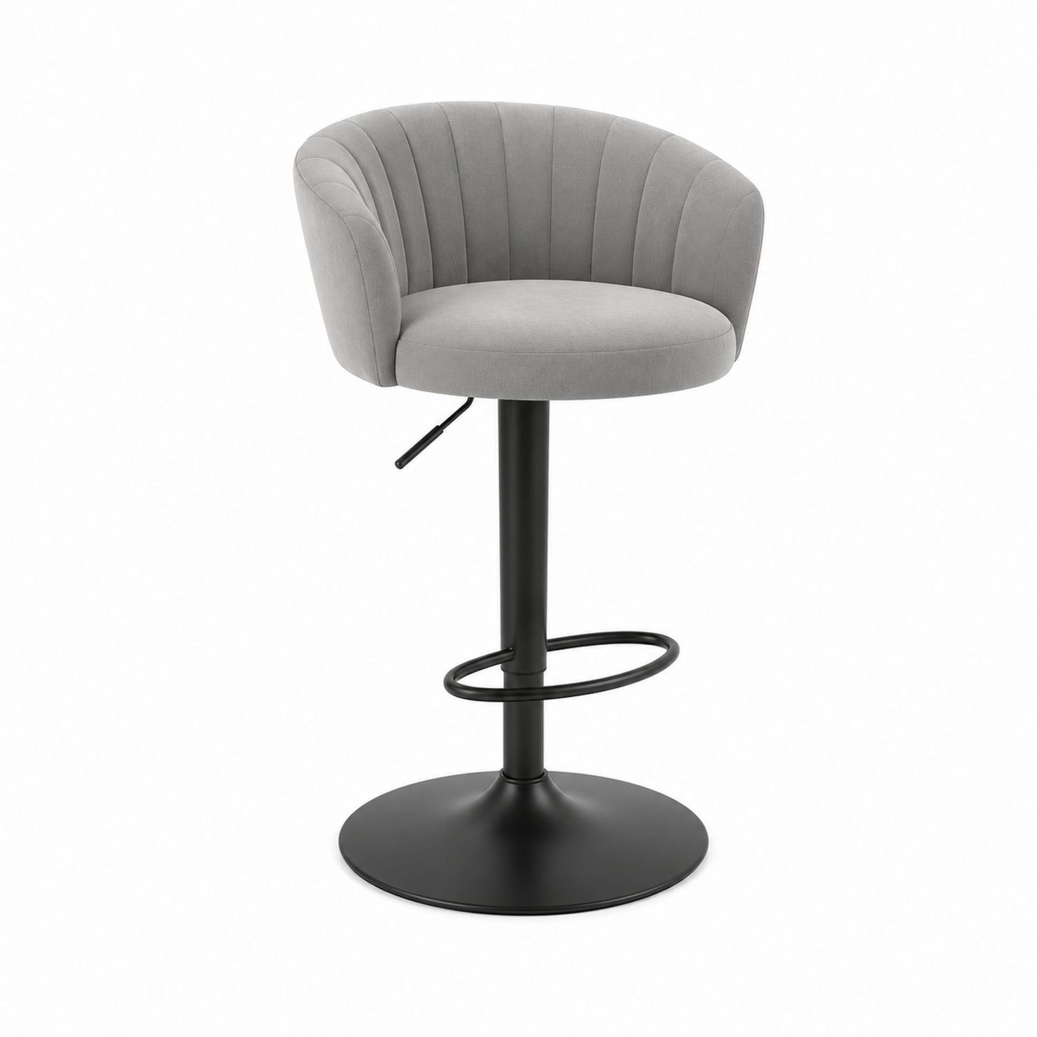 Tabouret de bar pivotant réglable en velours avec base en acier