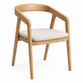 Oak Wood Dining Chair with Linen Upholstery