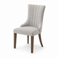 Polyester Upholstered Dining Chair with Solid Wood Legs in Light Gray