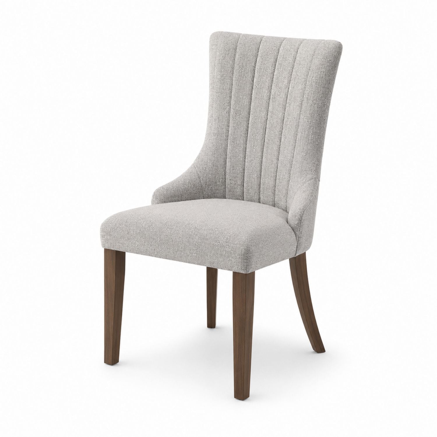 Polyester Upholstered Dining Chair with Solid Wood Legs in Light Gray