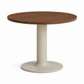 Round Walnut Wood Dining Table with Metal Base 100cm