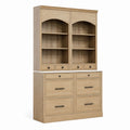 Engineered Wood Buffet with Hutch Shelving Unit Oak Veneer 200cm Height