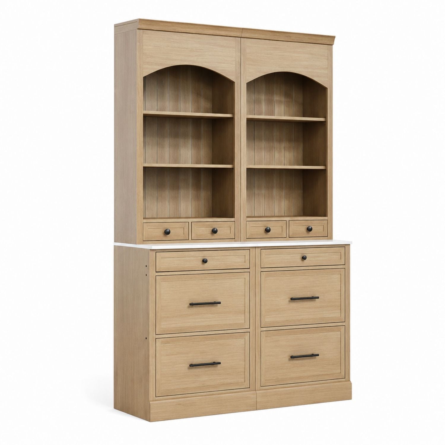 Engineered Wood Buffet with Hutch Shelving Unit Oak Veneer 200cm Height