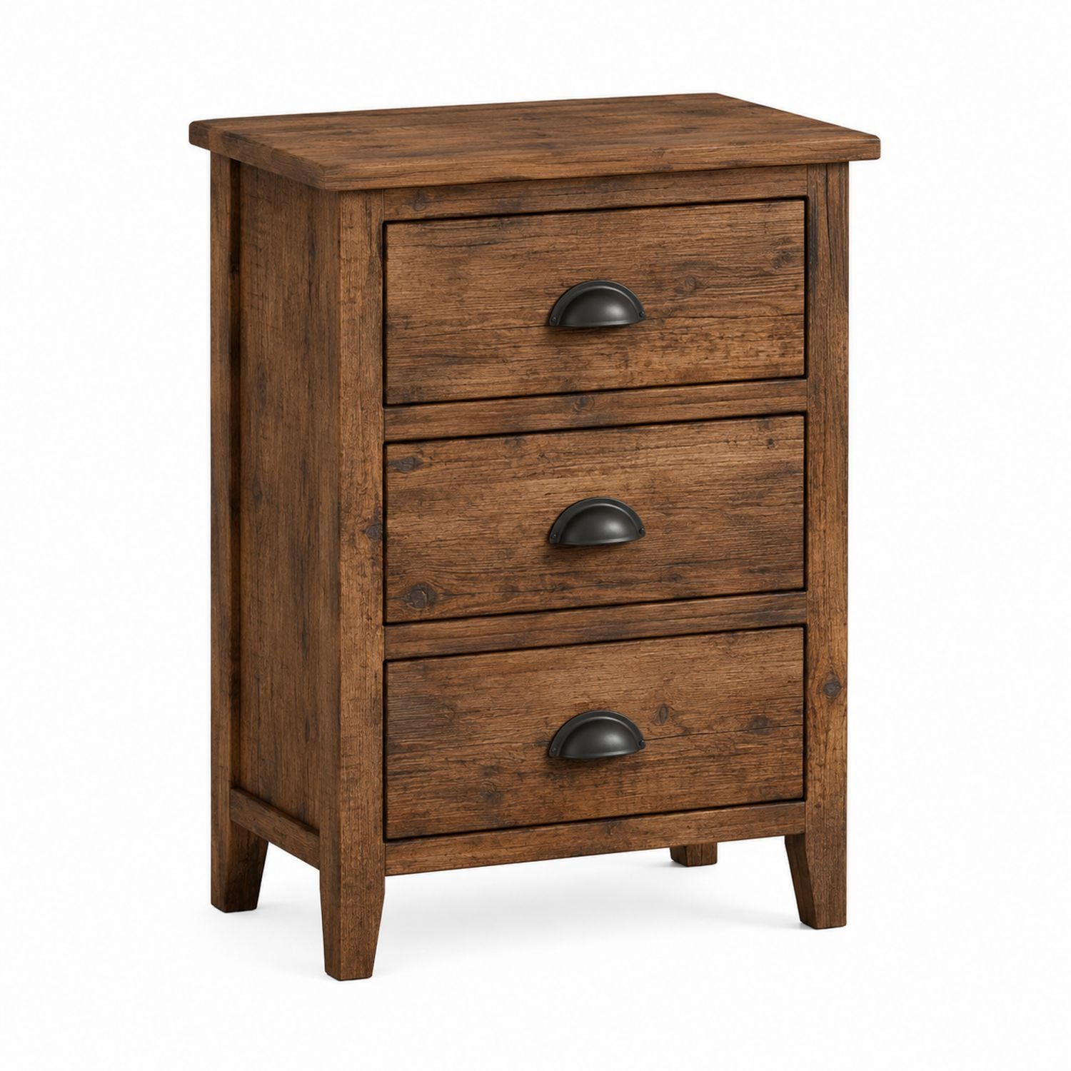 Wooden Nightstand with 3 Drawers