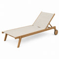 Teak Outdoor Adjustable Lounger with Beige Sling