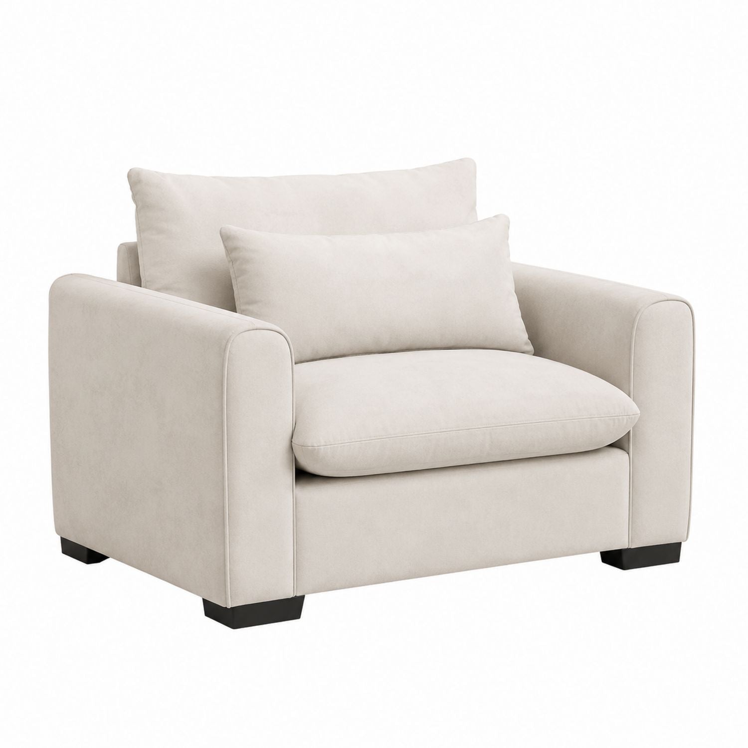 Beige Polyester Armchair with Cushions