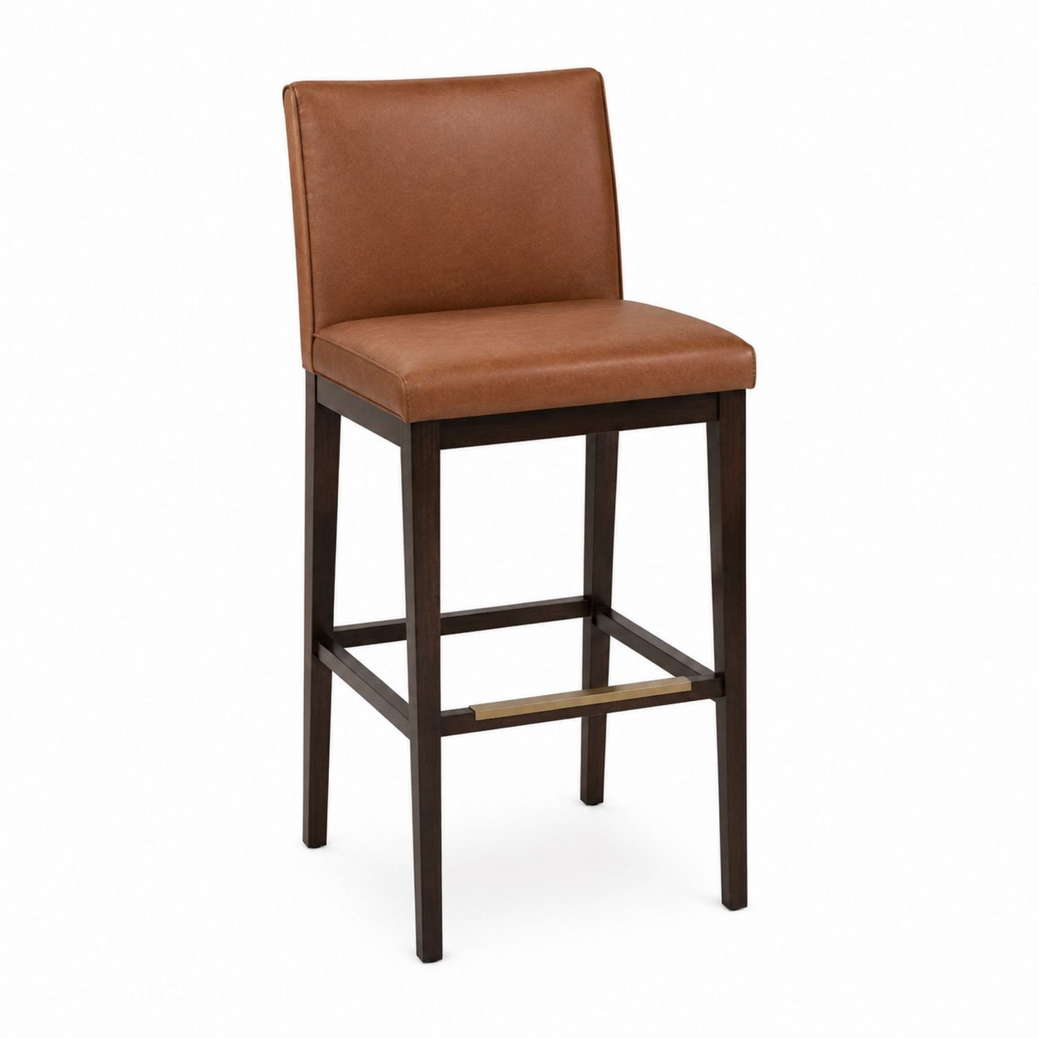 Wooden Faux Leather Bar Stool Brown 17.7 inch Seat Width