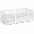 White Wood Toddler Bed with Safety Rails 144cm x 76cm x 57cm