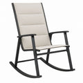 Outdoor Rocking Chair Metal Frame Beige Cushion