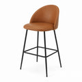 Bar Stool Faux Leather Brown Seat with Metal Legs 100cm