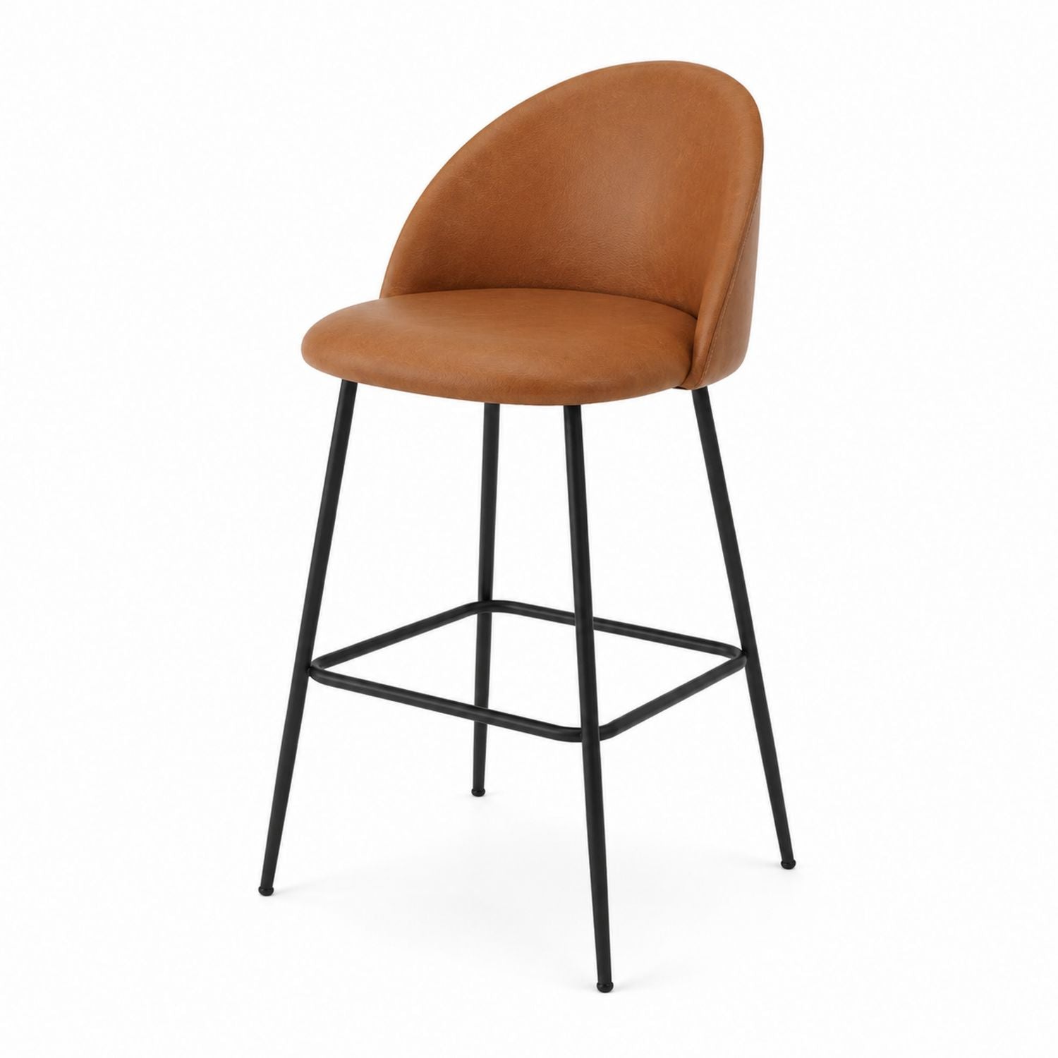 Tabouret de bar en similicuir marron avec pieds en métal 100 cm