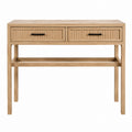 Oak Wood Console Table with Metal Handles 120cm