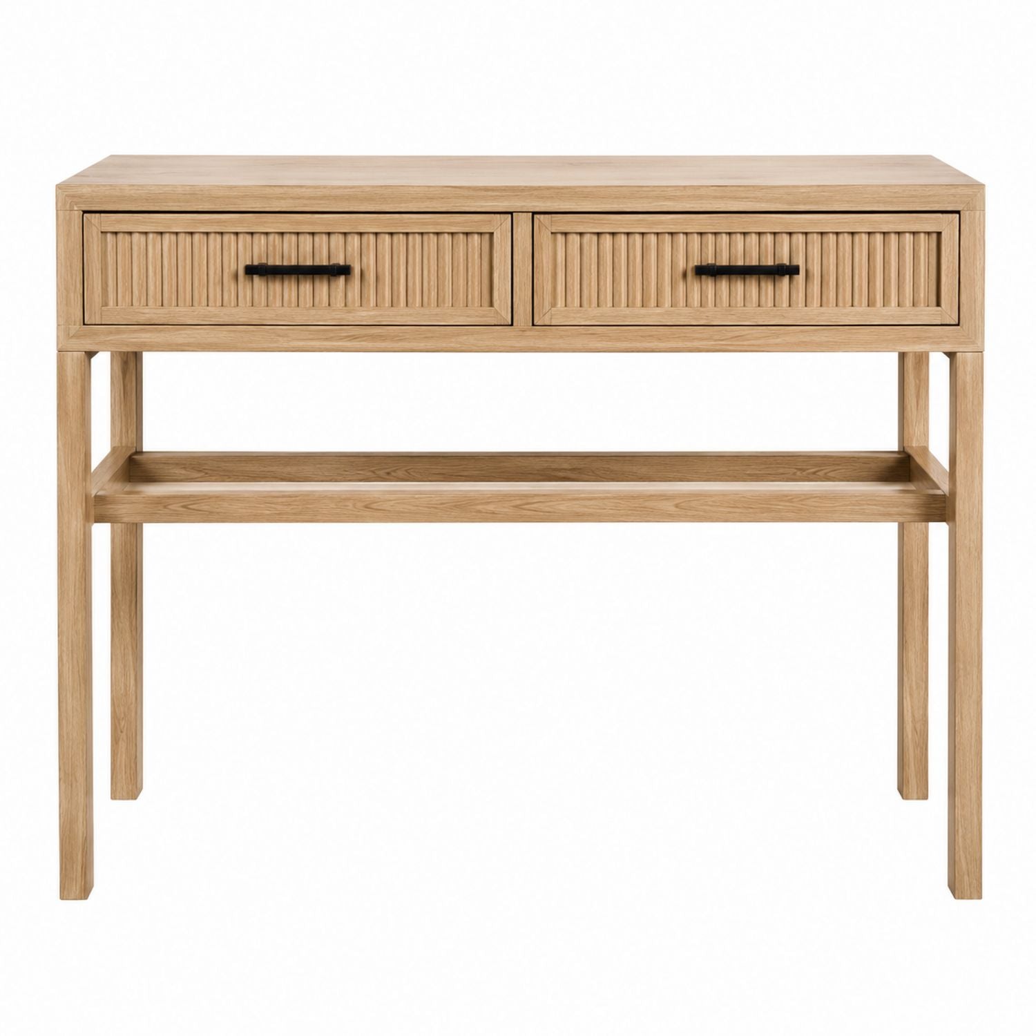Console en bois de chêne avec poignées métalliques 120 cm