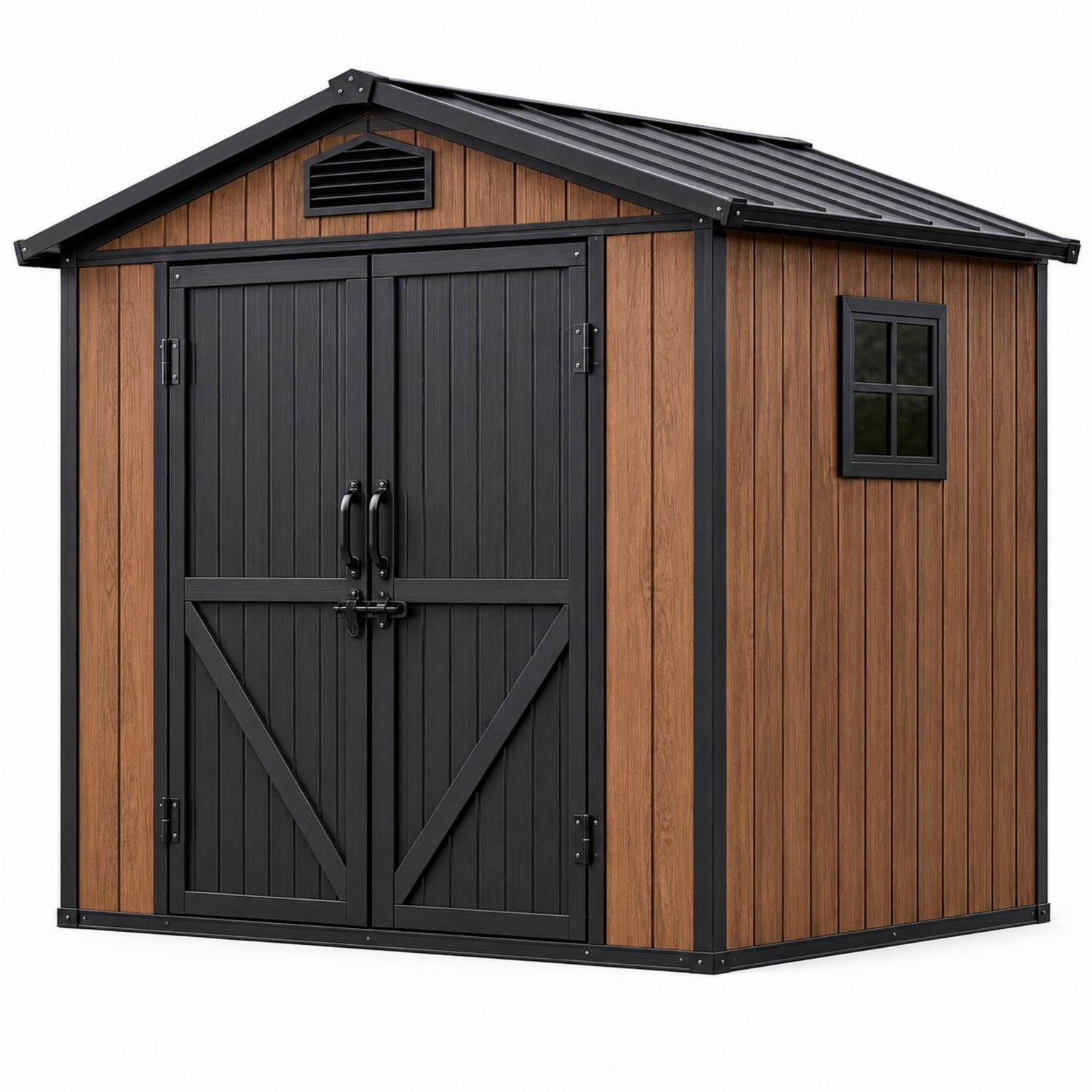 Outdoor Storage Shed High-Density Polyethylene Black 180cm x 120cm x 200cm