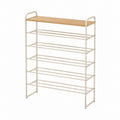 5-Tier Steel Shoe Rack with MDF Wood Top Beige 80x30x100cm