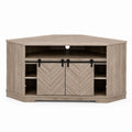 Corner TV Stand Oak Wood with Sliding Doors 152 cm