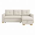 Fabric Convertible Sleeper Sofa Beige L-Shaped with Chaise 230x150x85cm