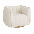 Fabric Swivel Armchair Beige Round 80cm