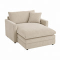 Beige Corduroy Chaise Lounge Chair with Cushions